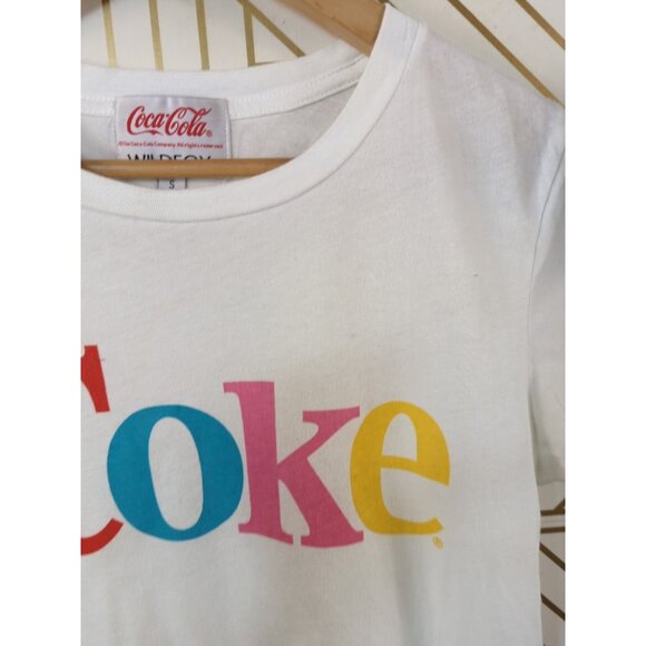 Wildfox X Coke Coca Cola Logo Retro 90's Multicolor Soft Sheer Shirt Tee 80's SM - Picture 3 of 6